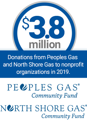 $3.8 million Donations from Peoples Gas and North Shore Gas to nonprofit organizations in 2019. People Gas Community Fund North Shore Gas Community Fund