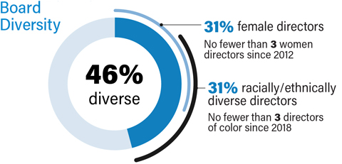 board diversity, 50% diverse overall, 33% female directors, 33% racially ethnically diverse directors